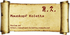Mauskopf Koletta névjegykártya